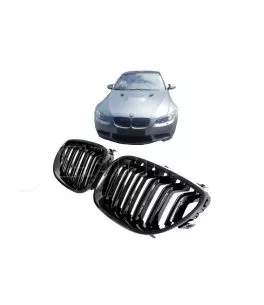 Καρδιές Μάσκας Για Bmw 3 E92 /E93 06-11 M4 Look Με Διπλή Γρίλια Μαύρο Γυαλιστερό 2 Τεμάχια 