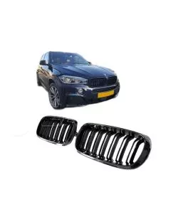 Καρδιές Μάσκας Για Bmw X5 F15 / X6 F16 13-18 M4 Look Με Διπλή Γρίλια Μαύρο Γυαλιστερό 2 Τεμάχια 