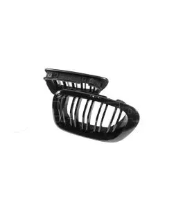 Καρδιές Μάσκας Για Bmw 3 E46 99-03 Coupe/Cabrio M4 Look Με Διπλή Γρίλια Μαύρο Γυαλιστερό 2 Τεμάχια 