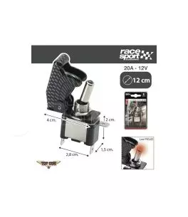 Διακόπτης Αεροπορικού Τύπου Led Μονός 12/24 Volt Φωτιζόμενος Carbon 