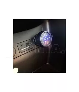Βολτόμετρο - Θερμόμετρο Και Φορτιστής Usb Αυτοκινήτου Κόκκινα Και Μπλε Νούμερα 99103 