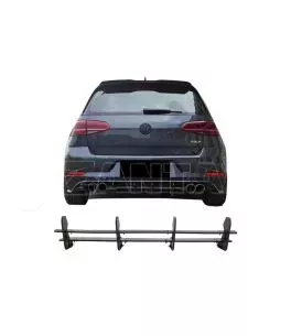 Diffuser Πίσω Προφυλακτήρα Για VW Golf VII (7.5) 17-20 Facelift Για R Έκδοση Μαύρο Ματ 4 Bars Από Abs Πλαστικό 1 Τεμάχιο 