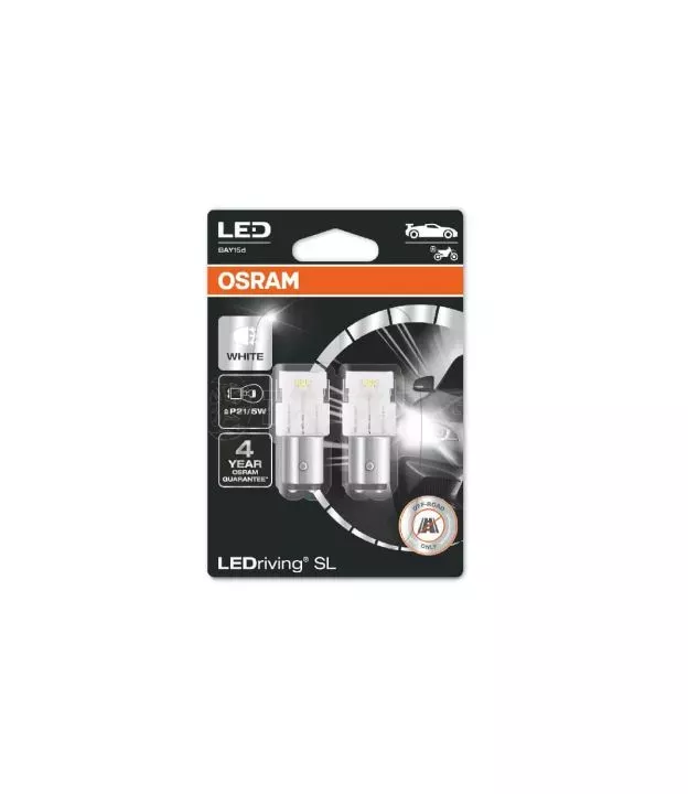 Λάμπες Led P21/5W Διπολικές BAY15D 12volt 1.7 watt Λευκές White 7528DWP-02B 2 Τεμάχια