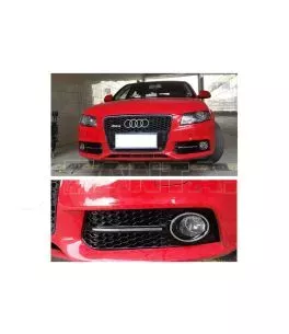 Δίχτυ Προφυλακτήρα Εμπρός Πλαινό Για Audi A4 B8 08-11 RS Look Γυαλιστερό Μαύρο / Χρώμιο Αριστερό & Δεξί 2 Τεμάχια 