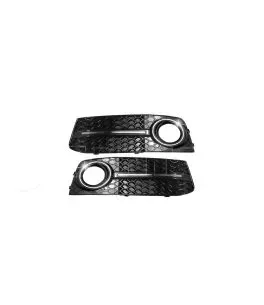 Δίχτυ Προφυλακτήρα Εμπρός Πλαινό Για Audi A4 B8 08-11 RS Look Γυαλιστερό Μαύρο / Χρώμιο Αριστερό & Δεξί 2 Τεμάχια 