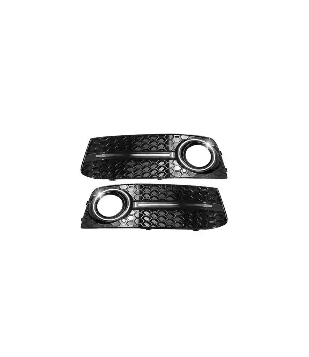 Δίχτυ Προφυλακτήρα Εμπρός Πλαινό Για Audi A4 B8 08-11 RS Look Γυαλιστερό Μαύρο / Χρώμιο Αριστερό & Δεξί 2 Τεμάχια