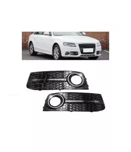 Δίχτυ Προφυλακτήρα Εμπρός Πλαινό Για Audi A4 B8 08-11 RS Look Γυαλιστερό Μαύρο / Χρώμιο Αριστερό & Δεξί 2 Τεμάχια 