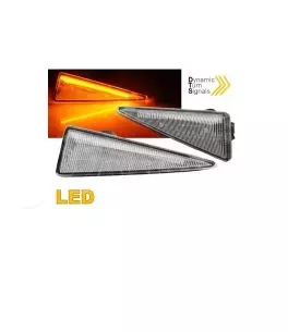 Πλαϊνά Φλας Φτερού Για Renault Megane 02-05 / Scenic 03-09 / Espace Led Dynamic Άσπρα 2 Τεμάχια 