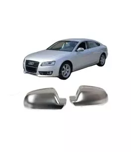 Καπάκια Καθρεφτών Για Audi A3 8P 10-13, A4 B8 11-15, A5 8T 11-15 Καβούκια Χωρίς Lane Assist Brushed Aluminium 2 Τεμάχια 