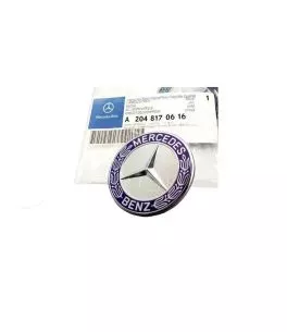 Σήμα Τάπα Καπό Mercedes-Benz Γνήσιο A2048170616 / A2128170316 57mm Μπλε C-Class, E-Class, S-Class 