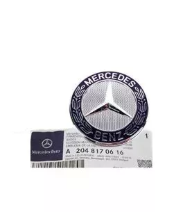 Σήμα Τάπα Καπό Mercedes-Benz Γνήσιο A2048170616 / A2128170316 57mm Μπλε C-Class, E-Class, S-Class 