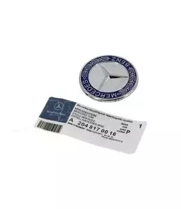 Σήμα Τάπα Καπό Mercedes-Benz Γνήσιο A2048170616 / A2128170316 57mm Μπλε C-Class, E-Class, S-Class 