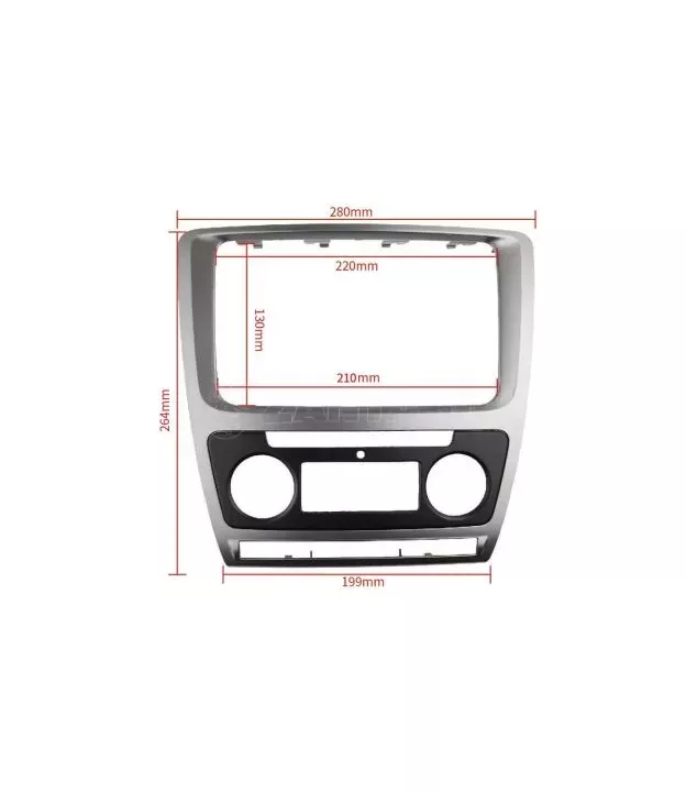 Πλαίσιο / Πρόσοψη 2DIN Για Skoda Octavia 1Z 09-13 Με Αυτόματο Κλιματισμό Μαύρο Ασημί 1 Τεμάχιο