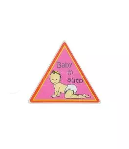 Αυτοκόλλητο Σήμα Αυτοκινήτου ''Baby In Auto'' 8,9cm x 7,6cm Φουξ Με Επικάλυψη Σμάλτου 1 Τεμάχιο 