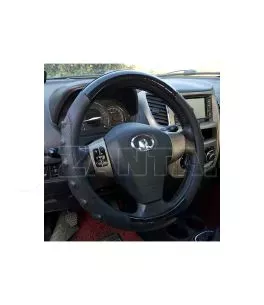 Κάλυμμα Τιμονιού Αυτοκινήτου Δερματίνη Speed Μαύρο / Carbon Με Μαύρη Ραφή Medium 38cm 