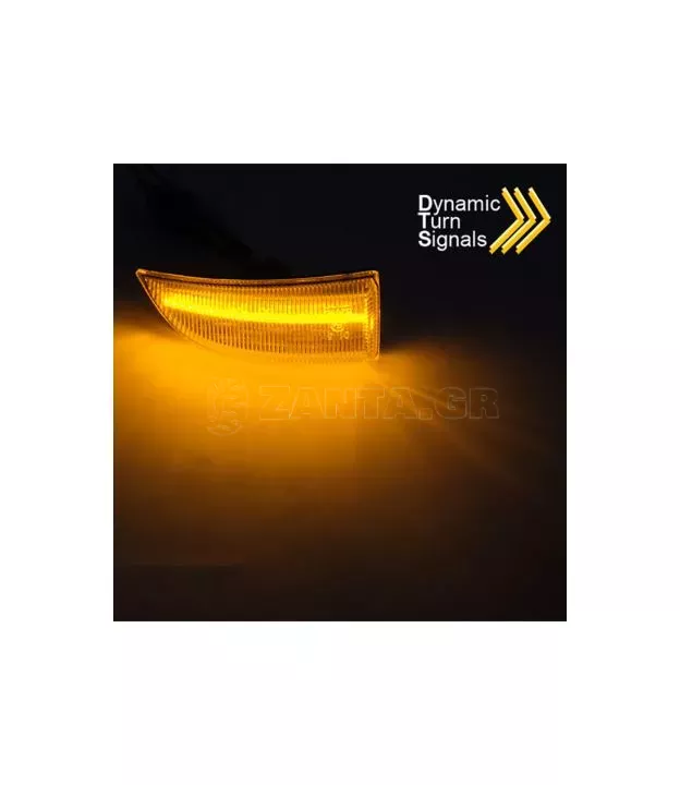 Φλας Καθρέπτη Για Renault Megane MK3 08-16, Scenic & Grand Scenic III 09-15, Fluence 09-19, Laguna 07-15 Dynamic Led Άσπρα 2 Τεμ