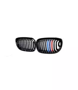 Καρδιές Μάσκας Για Bmw 3 E46 03-06 Coupe/Cabrio Tri-color / Μαύρο Γυαλιστερό 2 Τεμάχια 