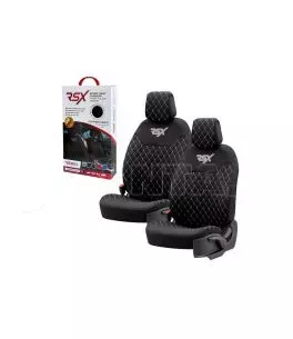 Ημικαλύμματα Μπροστινών Καθισμάτων Otom RSX Sport Ύφασμα Κεντητό Καπιτονέ Μαύρο Με Άσπρη Ραφή RSXL-101 2 Τεμάχια 