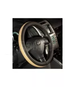 Κάλυμμα Τιμονιού Αυτοκινήτου Otom Easy-Fit Δερματίνη Μαύρο - Μπεζ Medium 37-39cm F-57