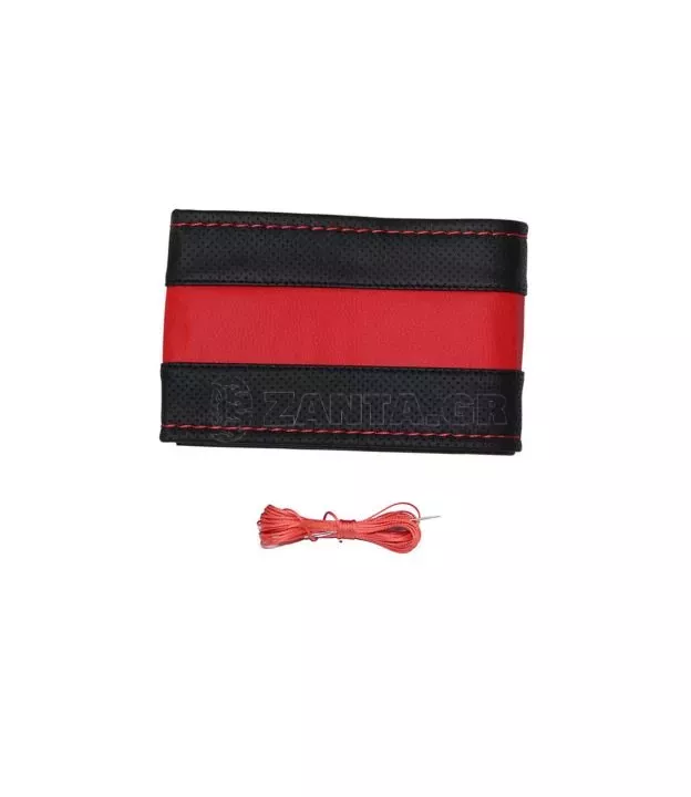 Κάλυμμα Τιμονιού Αυτοκινήτου Otom Stitching Δερματίνη Ραφτό Εξώγαζο Μαύρο - Κόκκινο Medium 37-39cm DK-301