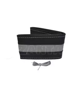 Κάλυμμα Τιμονιού Αυτοκινήτου Otom Stitching Δερματίνη Ραφτό Εξώγαζο Μαύρο - Γκρι Medium 37-39cm DK-305 