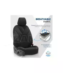 Καλύμματα Αυτοκινήτου Otom Tempo Design Universal Βαμβακερό Ύφασμα Rachel Σετ Εμπρός / Πίσω 11 Τεμαχίων Μαύρο TMP-1501 