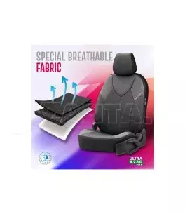 Καλύμματα Αυτοκινήτου Otom Signature Design Universal Δερματίνη / Rachel Σετ Εμπρός / Πίσω 11 Τεμαχίων Μαύρο Με Άσπρη Ραφή SGT-2 