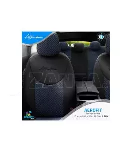Καλύμματα Αυτοκινήτου Otom Attraction Design Universal Βαμβακερό Ύφασμα / Rachel Σετ Εμπρός / Πίσω 11 Τεμαχίων Μαύρο - Μπλε ATR- 