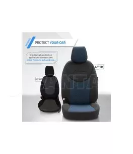 Καλύμματα Αυτοκινήτου Otom Attraction Design Universal Βαμβακερό Ύφασμα / Rachel Σετ Εμπρός / Πίσω 11 Τεμαχίων Μαύρο - Μπλε ATR- 