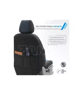 Καλύμματα Αυτοκινήτου Otom Attraction Design Universal Βαμβακερό Ύφασμα / Rachel Σετ Εμπρός / Πίσω 11 Τεμαχίων Μαύρο - Μπλε ATR- 