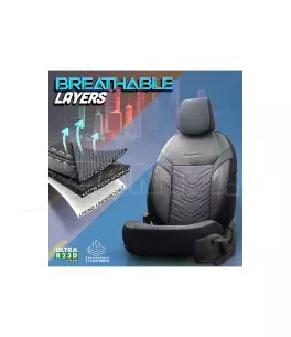 Καλύμματα Αυτοκινήτου Otom Reflective Design Universal Jacquard / Rachel / Δερματίνη Σετ Εμπρός / Πίσω 11 Τεμαχίων Μαύρο - Σκούρ 