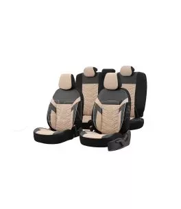 Καλύμματα Αυτοκινήτου Otom Reflective Design Universal Jacquard / Rachel / Δερματίνη Σετ Εμπρός / Πίσω 11 Τεμαχίων Μαύρο - Μπεζ 