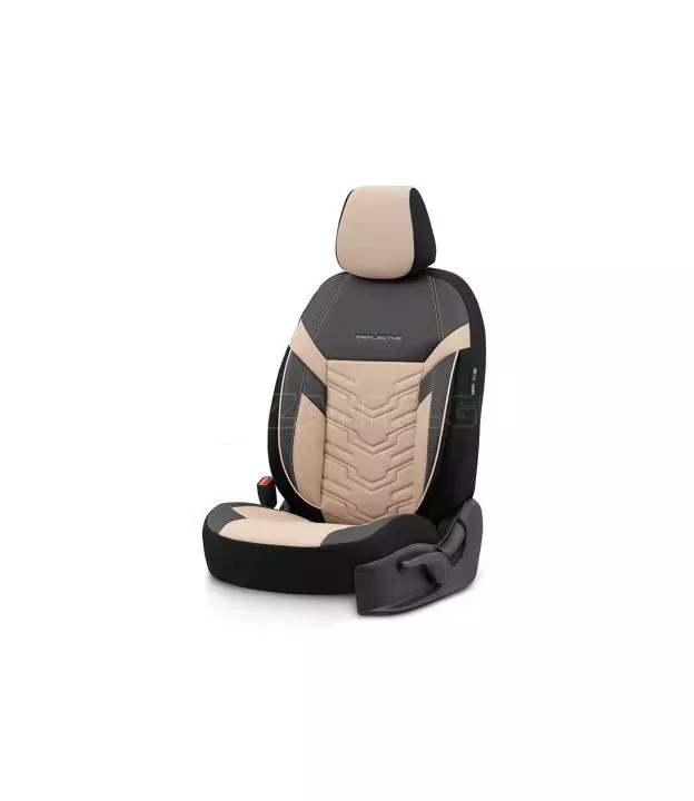 Καλύμματα Αυτοκινήτου Otom Reflective Design Universal Jacquard / Rachel / Δερματίνη Σετ Εμπρός / Πίσω 11 Τεμαχίων Μαύρο - Μπεζ
