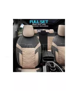 Καλύμματα Αυτοκινήτου Otom Reflective Design Universal Jacquard / Rachel / Δερματίνη Σετ Εμπρός / Πίσω 11 Τεμαχίων Μαύρο - Μπεζ 