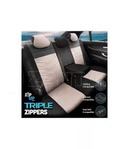 Καλύμματα Αυτοκινήτου Otom Reflective Design Universal Jacquard / Rachel / Δερματίνη Σετ Εμπρός / Πίσω 11 Τεμαχίων Μαύρο - Μπεζ 