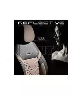Καλύμματα Αυτοκινήτου Otom Reflective Design Universal Jacquard / Rachel / Δερματίνη Σετ Εμπρός / Πίσω 11 Τεμαχίων Μαύρο - Μπεζ 
