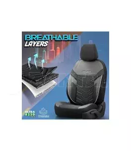 Καλύμματα Αυτοκινήτου Otom Reflective Design Universal Jacquard / Rachel / Δερματίνη Σετ Εμπρός / Πίσω 11 Τεμαχίων Μαύρο Με Άσπρ 