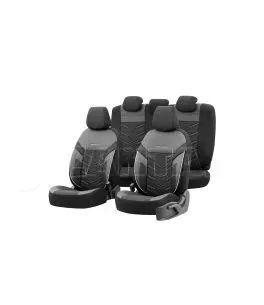Καλύμματα Αυτοκινήτου Otom Reflective Design Universal Jacquard / Rachel / Δερματίνη Σετ Εμπρός / Πίσω 11 Τεμαχίων Μαύρο Με Άσπρ 