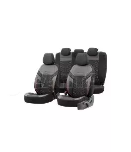 Καλύμματα Αυτοκινήτου Otom Reflective Design Universal Jacquard / Rachel / Δερματίνη Σετ Εμπρός / Πίσω 11 Τεμαχίων Μαύρο Με Κόκκ 