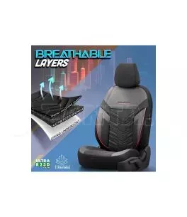 Καλύμματα Αυτοκινήτου Otom Reflective Design Universal Jacquard / Rachel / Δερματίνη Σετ Εμπρός / Πίσω 11 Τεμαχίων Μαύρο Με Κόκκ 