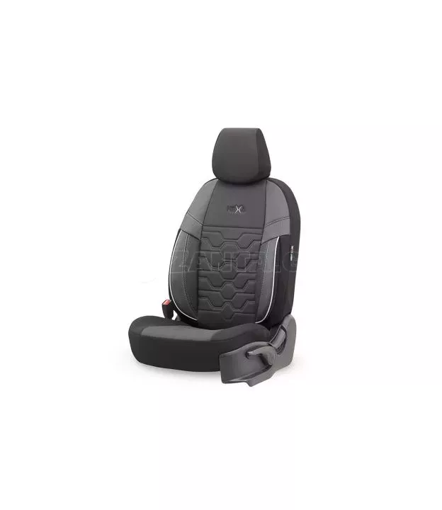 Καλύμματα Αυτοκινήτου Otom Hexa Design Universal Jacquard / Rachel / Δερματίνη Σετ Εμπρός / Πίσω 11 Τεμαχίων Μαύρο - Γκρι HEX-28