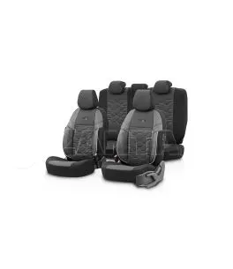 Καλύμματα Αυτοκινήτου Otom Hexa Design Universal Jacquard / Rachel / Δερματίνη Σετ Εμπρός / Πίσω 11 Τεμαχίων Μαύρο - Γκρι HEX-28 