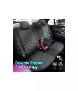 Καλύμματα Αυτοκινήτου Otom Hexa Design Universal Jacquard / Rachel / Δερματίνη Σετ Εμπρός / Πίσω 11 Τεμαχίων Μαύρο - Γκρι HEX-28 