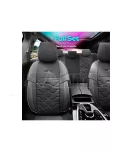 Καλύμματα Αυτοκινήτου Otom Hexa Design Universal Jacquard / Rachel / Δερματίνη Σετ Εμπρός / Πίσω 11 Τεμαχίων Μαύρο - Γκρι HEX-28 