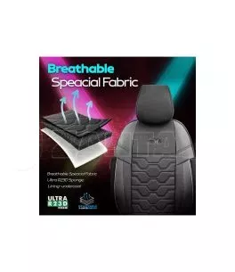 Καλύμματα Αυτοκινήτου Otom Hexa Design Universal Jacquard / Rachel / Δερματίνη Σετ Εμπρός / Πίσω 11 Τεμαχίων Μαύρο - Γκρι HEX-28 