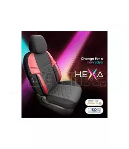Καλύμματα Αυτοκινήτου Otom Hexa Design Universal Jacquard / Rachel / Δερματίνη Σετ Εμπρός / Πίσω 11 Τεμαχίων Μαύρο - Κόκκινο HEX 