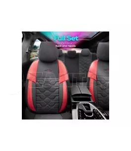 Καλύμματα Αυτοκινήτου Otom Hexa Design Universal Jacquard / Rachel / Δερματίνη Σετ Εμπρός / Πίσω 11 Τεμαχίων Μαύρο - Κόκκινο HEX 