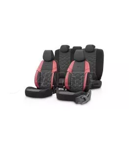Καλύμματα Αυτοκινήτου Otom Hexa Design Universal Jacquard / Rachel / Δερματίνη Σετ Εμπρός / Πίσω 11 Τεμαχίων Μαύρο - Κόκκινο HEX 