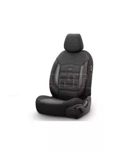 Καλύμματα Αυτοκινήτου Otom Sport Plus Design Universal Βαμβακερό Ύφασμα / Rachel / Δερματίνη Σετ Εμπρός / Πίσω 11 Τεμαχίων Μαύρο 
