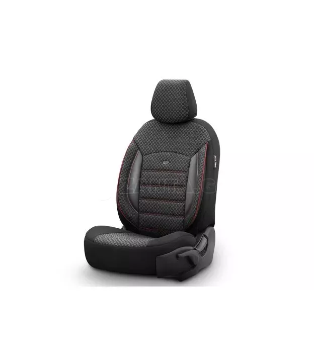 Καλύμματα Αυτοκινήτου Otom Sport Plus Design Universal Βαμβακερό Ύφασμα / Rachel / Δερματίνη Σετ Εμπρός / Πίσω 11 Τεμαχίων Μαύρο